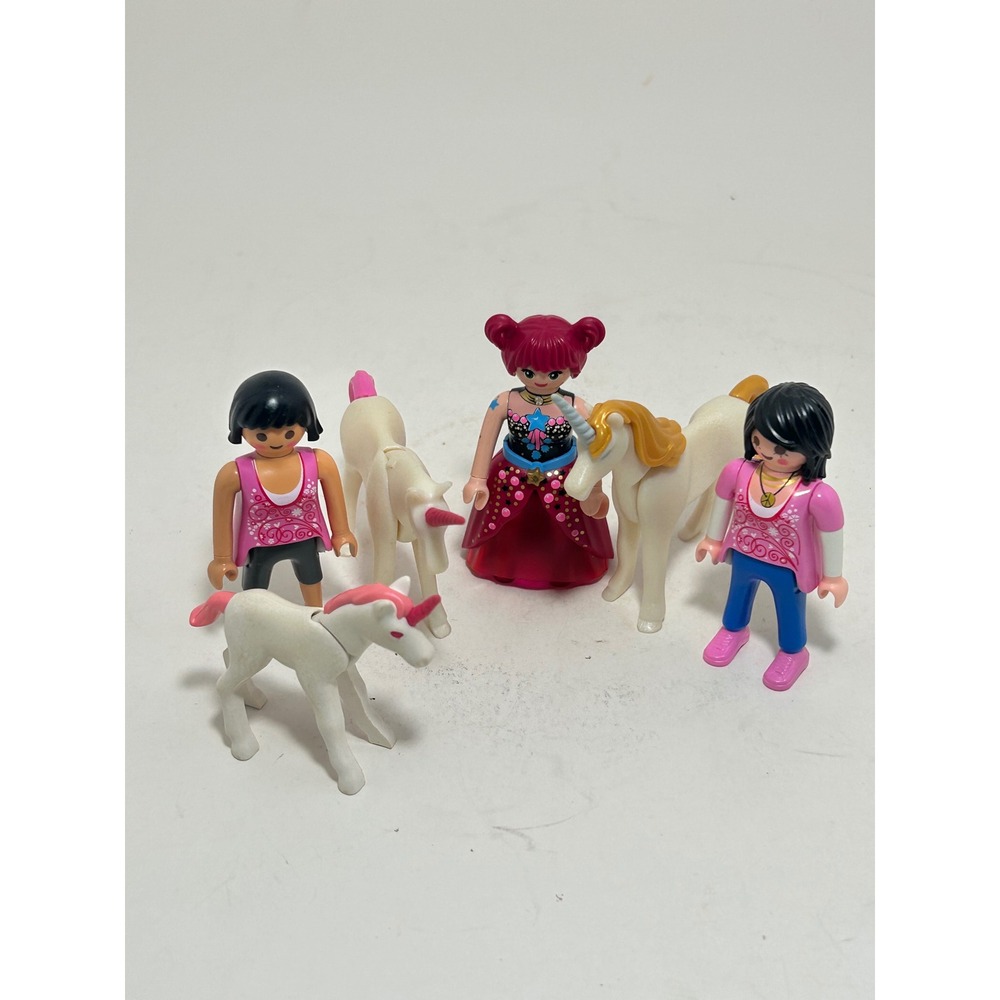 Playmobil Unicorn‎ Fairy Figure Lot Princess 3 Figures 3 Unicorns Pink Fantasy